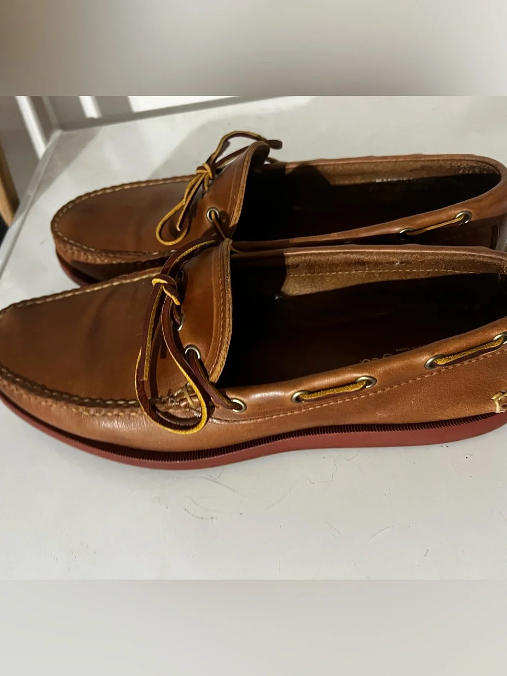 Rancourt Men's Natural Chromexcel Leather Boat Shoes us12 D Made in USA like New